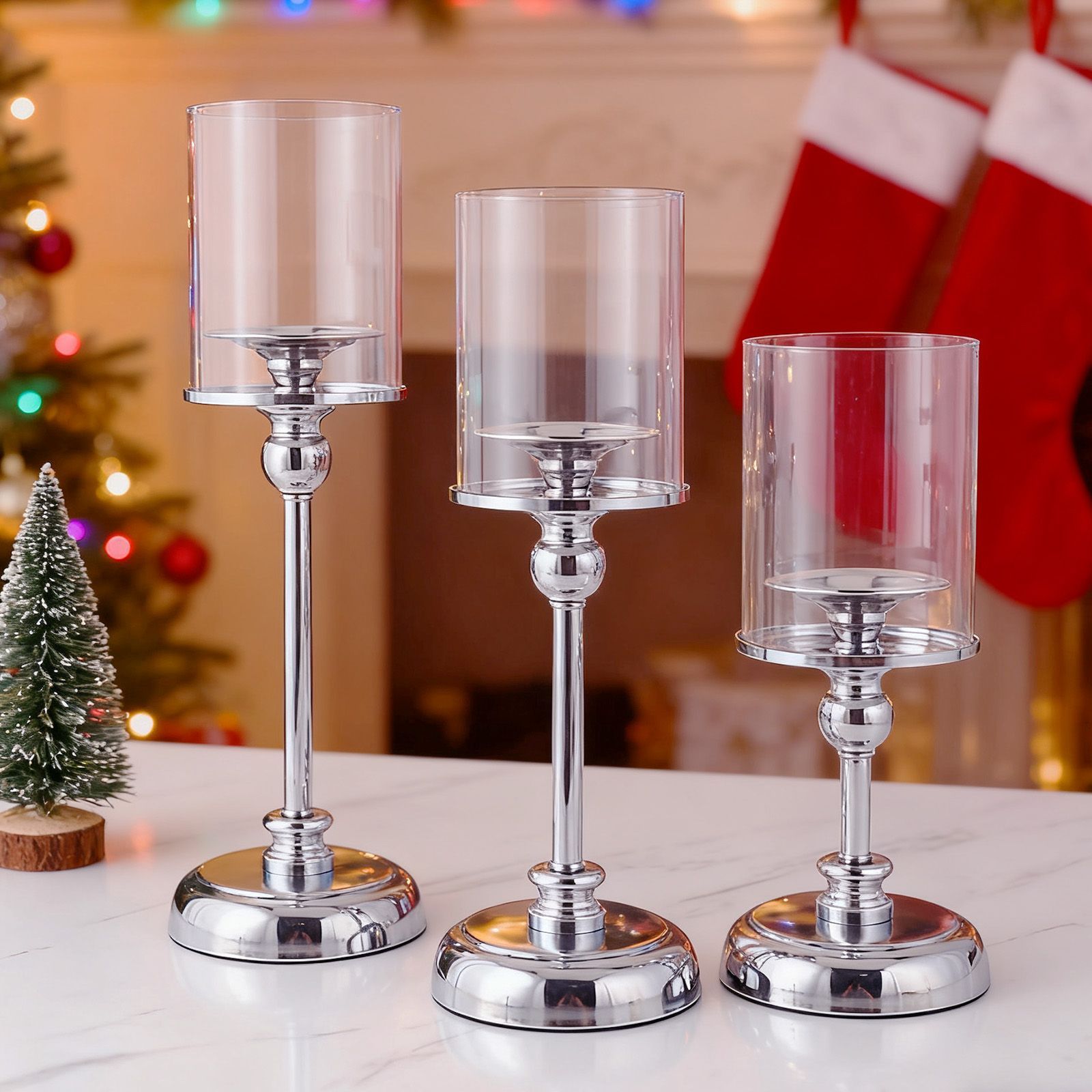 French high-end wedding style, light luxury, retro glass, silver candlestick, romantic dinner decoration, birthday and anniversary gift Specification image