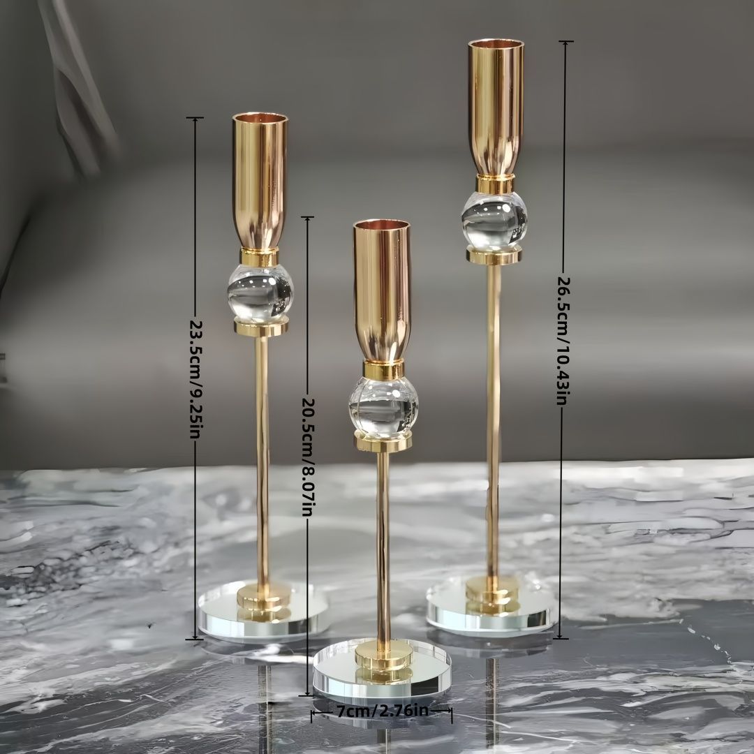 European and Nordic modern romantic transparent crystal candlestick dining table, wedding props, wedding candlelight dinner ornaments Specification image