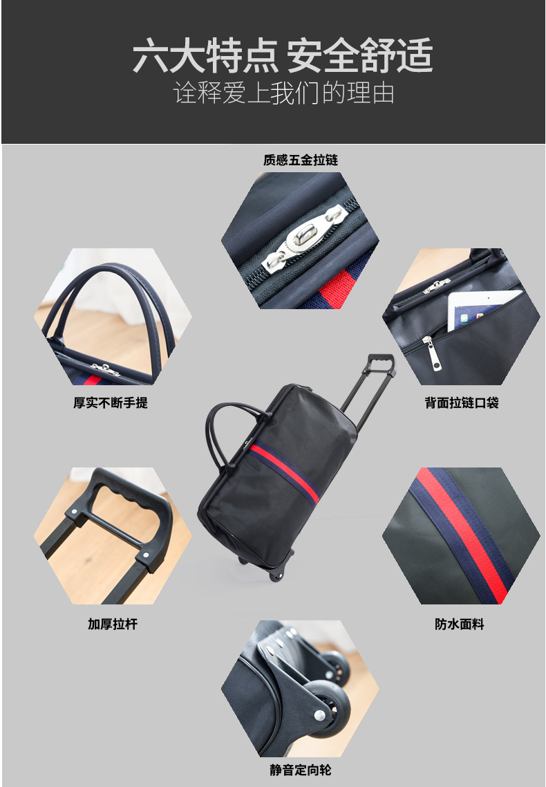 Hand-held handle bag, large-capacity travel bag, waterproof travel bag, luggage bag, folding hand-held bag detail image 6