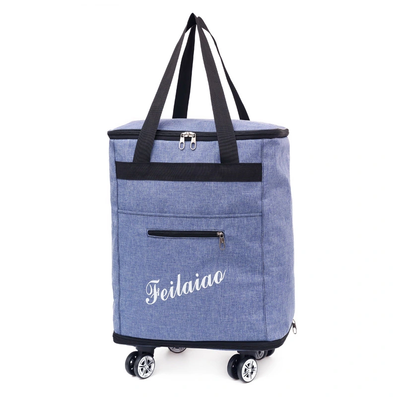 Hand-held travel bag, swivel wheel luggage bag, double-shoulder foldable large-capacity travel storage bag with wheels detail image 4