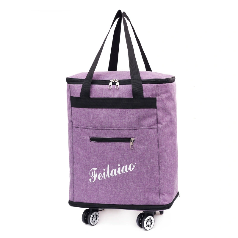 Hand-held travel bag, swivel wheel luggage bag, double-shoulder foldable large-capacity travel storage bag with wheels detail image 5