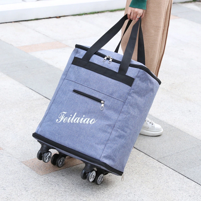 Hand-held travel bag, swivel wheel luggage bag, double-shoulder foldable large-capacity travel storage bag with wheels detail image 3
