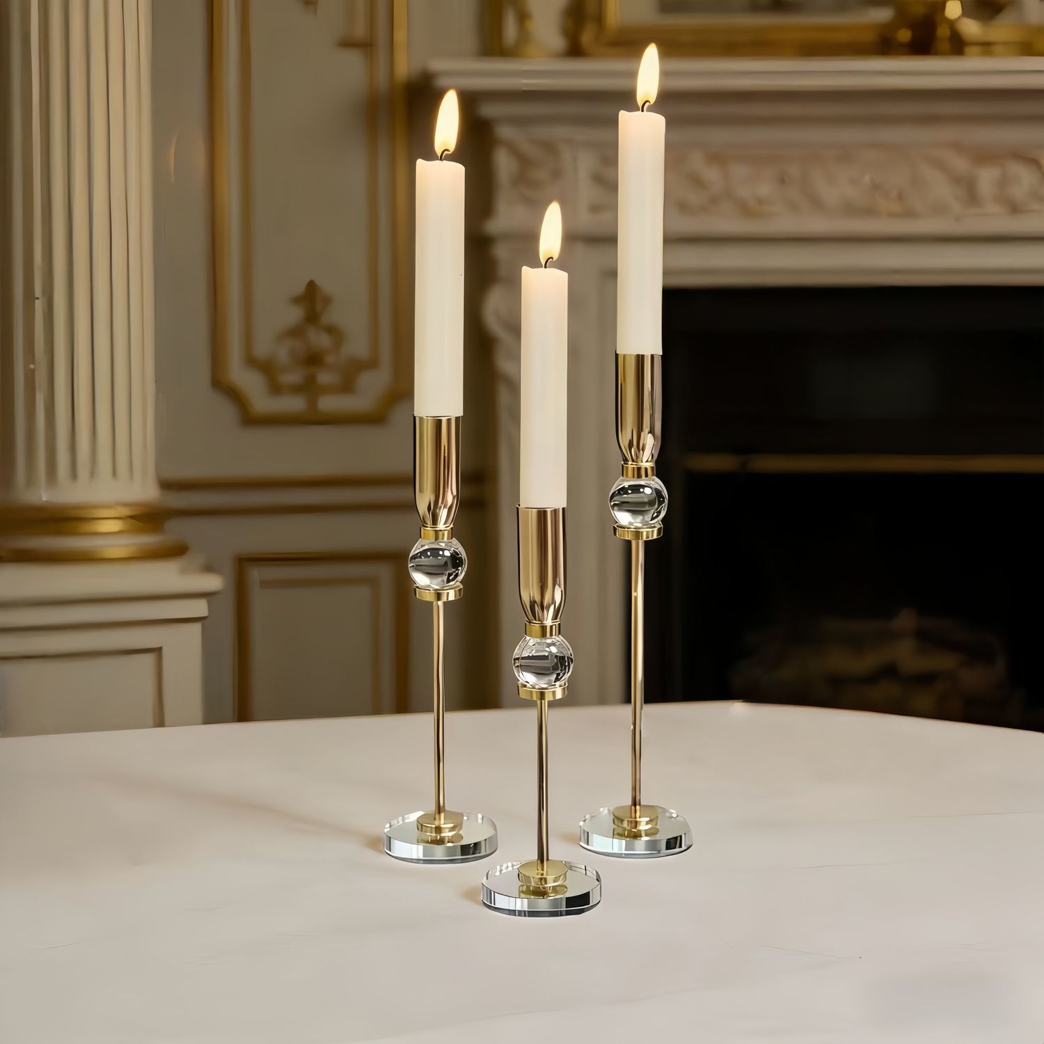 European and Nordic modern romantic transparent crystal candlestick dining table, wedding props, wedding candlelight dinner ornaments Item Picture