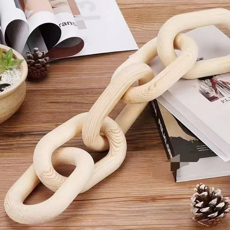 Solid-color solid wood chain creative wall decoration, fashionable and simple background decoration hanging piece, trendy and versatile decoration piece for homestay detail image 4
