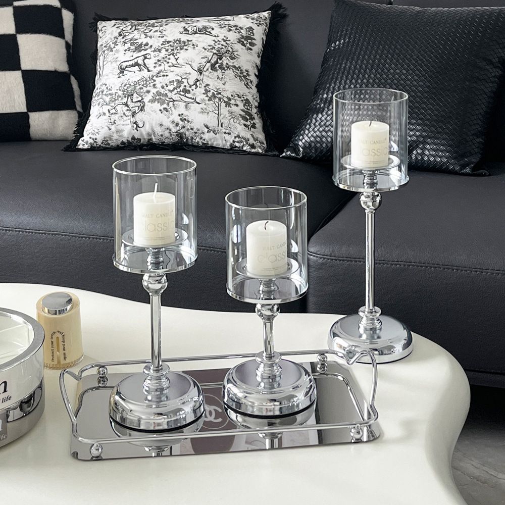 French high-end wedding style, light luxury, retro glass, silver candlestick, romantic dinner decoration, birthday and anniversary gift detail image 7