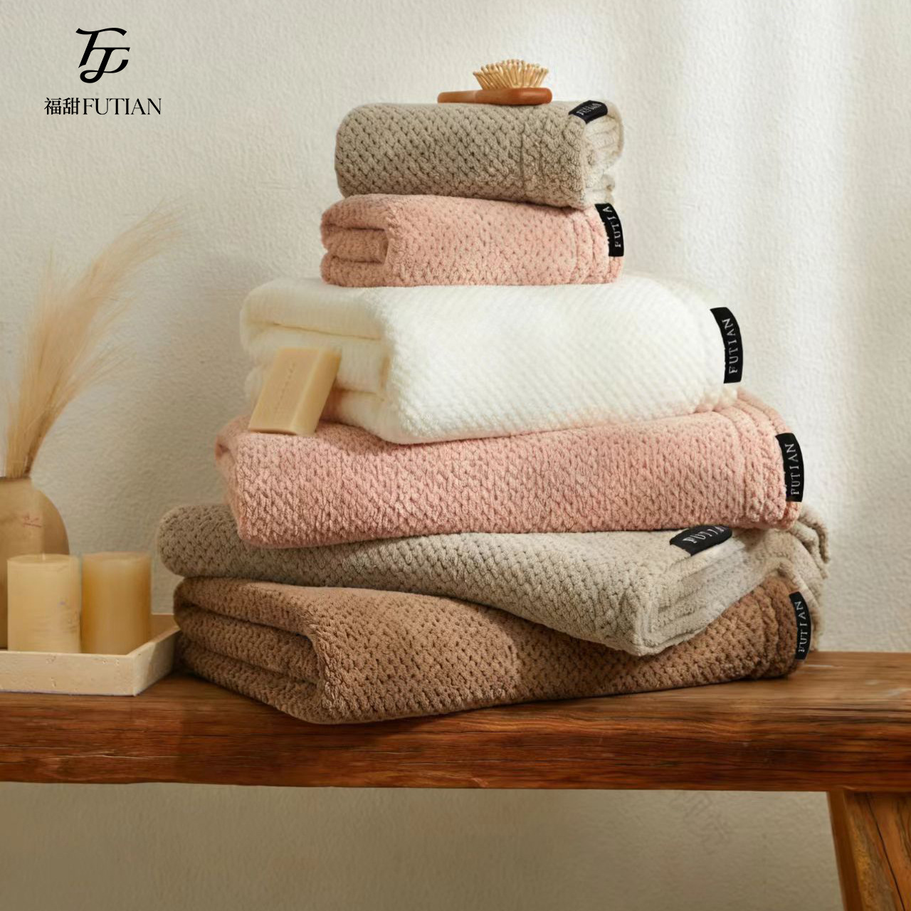 Teak bath towels, coral fleece absorbent high-end towel gift box, souvenir, dry hair hat set, company group purchase gifts