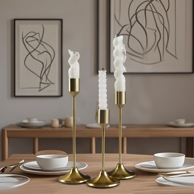 Nordic copper-plated candlestick, European birthday romantic candlelight dinner, wedding props, wedding ornaments, dining table, candlestick detail image 11