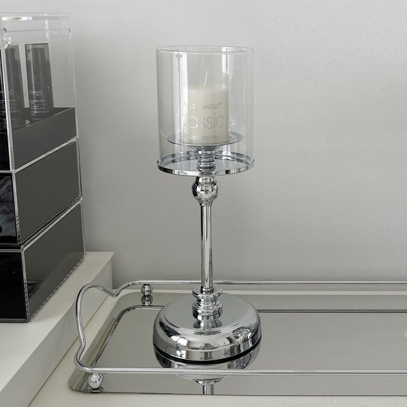 French high-end wedding style, light luxury, retro glass, silver candlestick, romantic dinner decoration, birthday and anniversary gift detail image 13