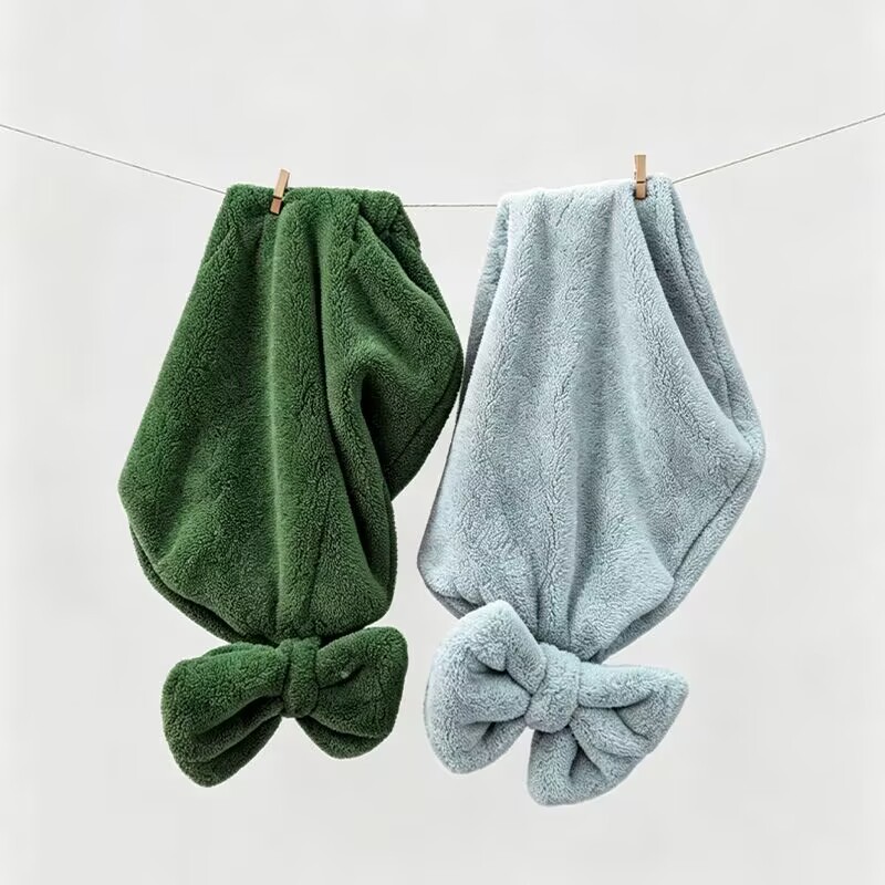 Futian coral velvet dry hair cap, water-absorbing bow, princess headscarf, ladies' bathing and hair drying, soft and non-shedding details Picture