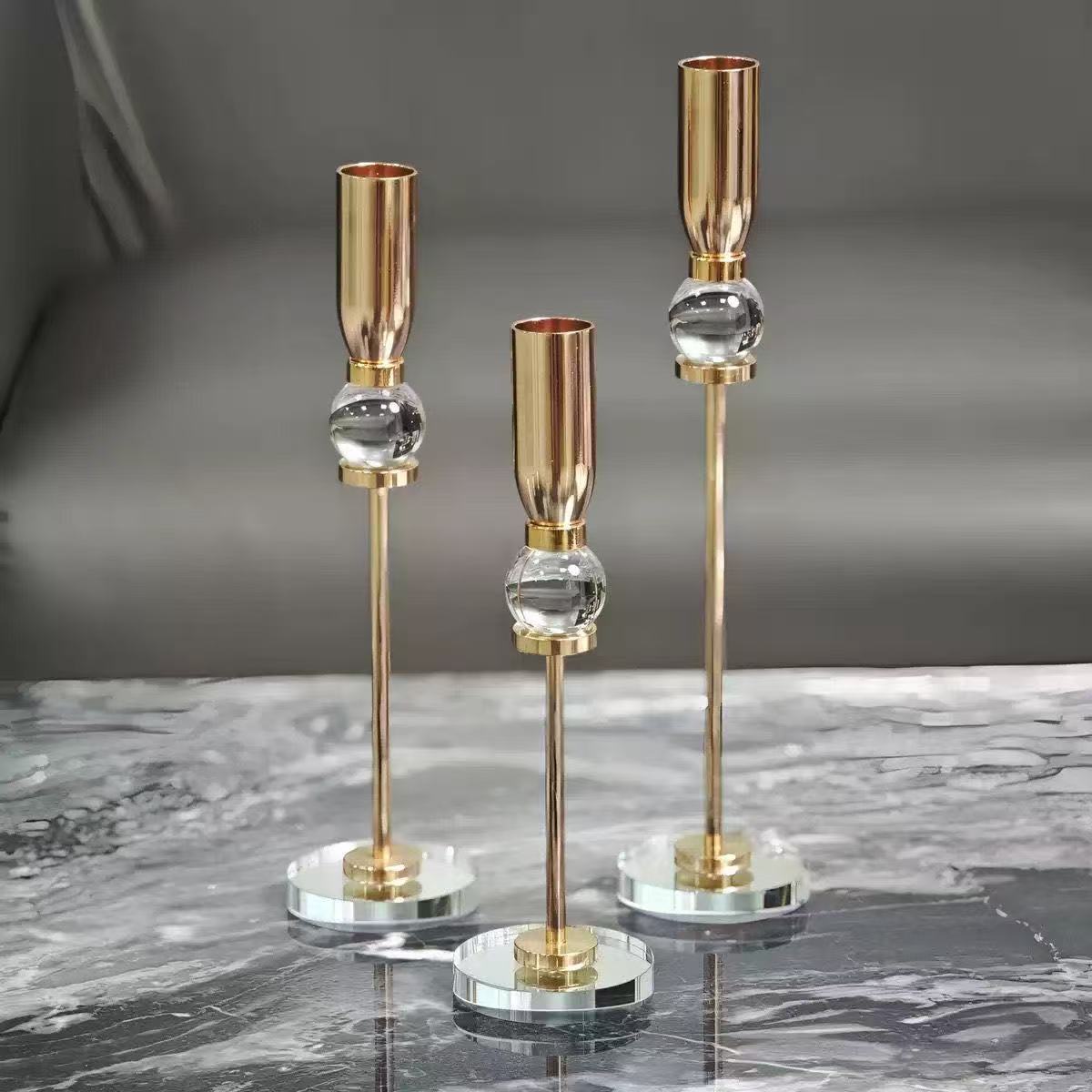 European and Nordic modern romantic transparent crystal candlestick dining table, wedding props, wedding candlelight dinner ornaments detail image 9