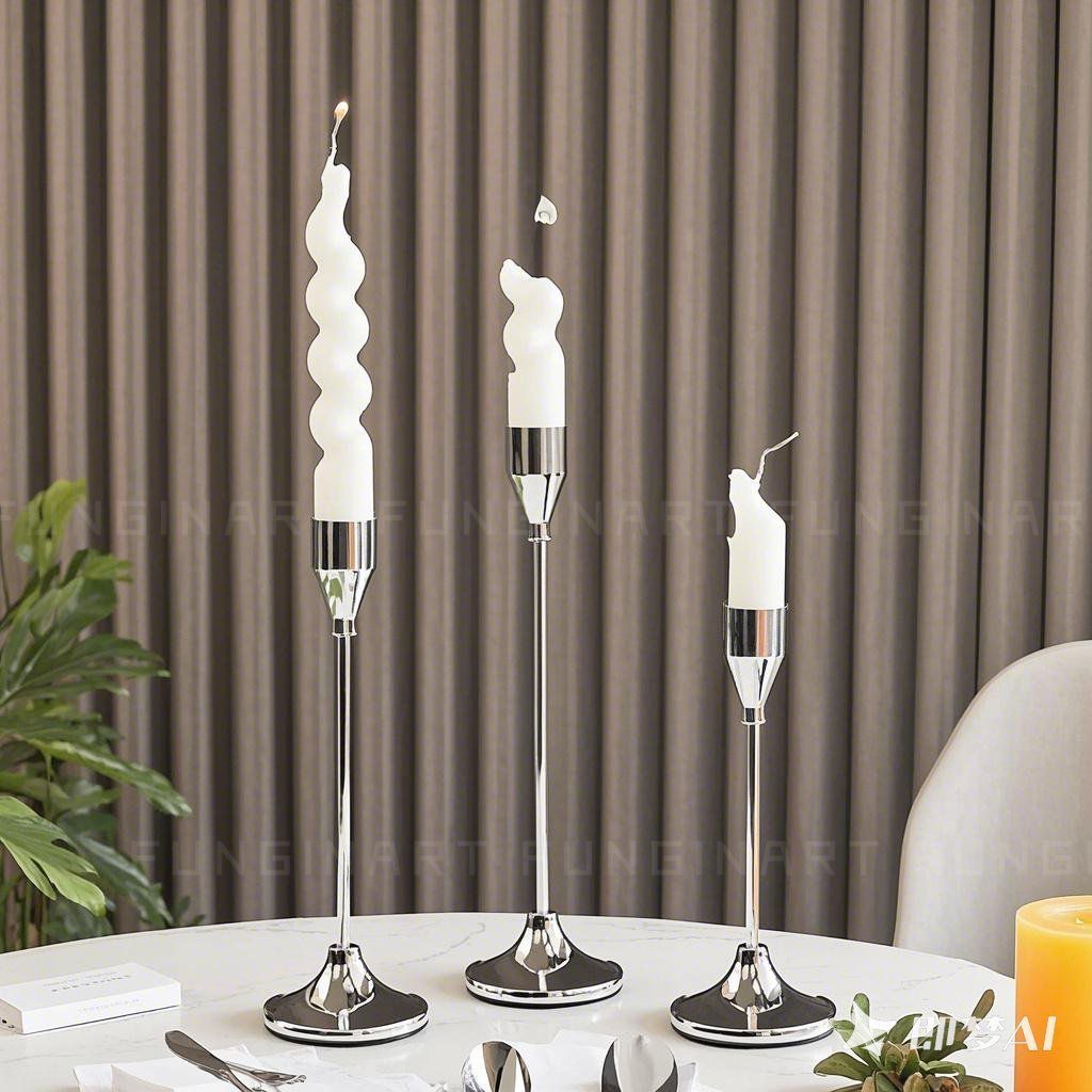 Nordic copper-plated candlestick, European birthday romantic candlelight dinner, wedding props, wedding ornaments, dining table, candlestick details Picture