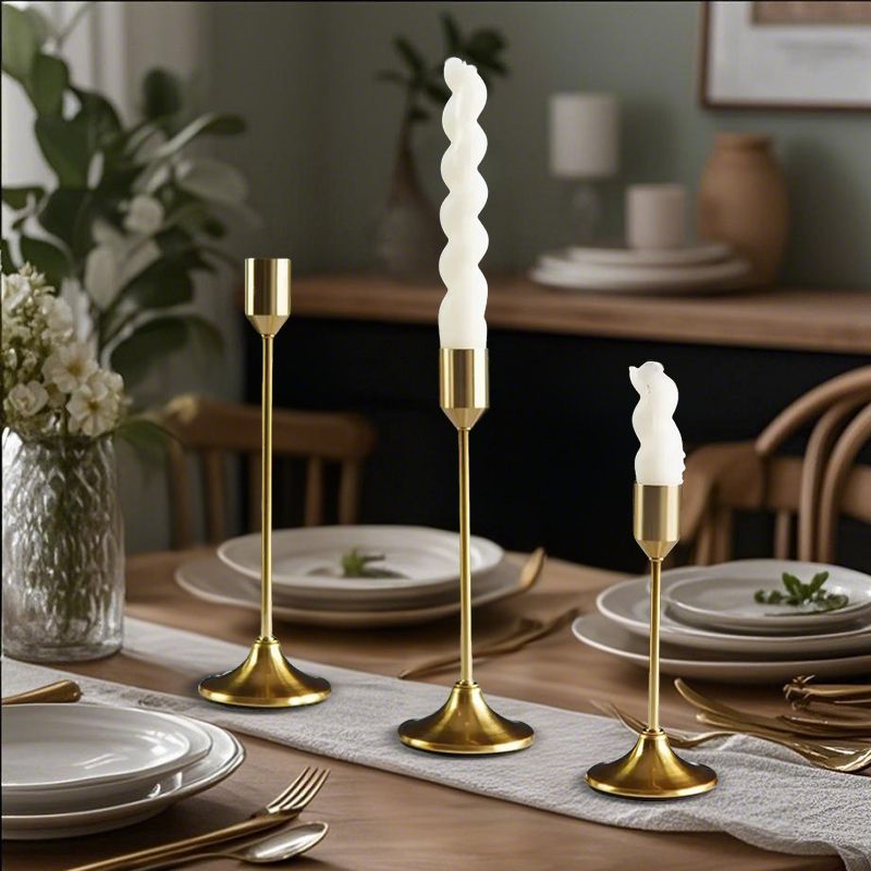 Nordic copper-plated candlestick, European birthday romantic candlelight dinner, wedding props, wedding ornaments, dining table, candlestick detail image 9