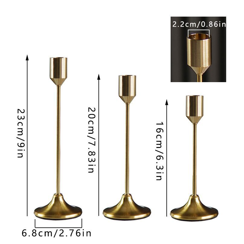 Nordic copper-plated candlestick, European birthday romantic candlelight dinner, wedding props, wedding ornaments, dining table, candlestick Specification image