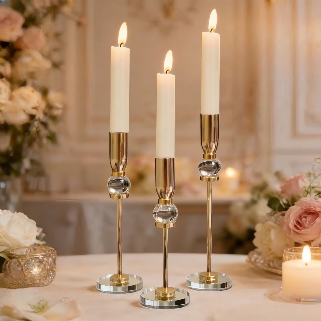 European and Nordic modern romantic transparent crystal candlestick dining table, wedding props, wedding candlelight dinner ornaments detail image 8
