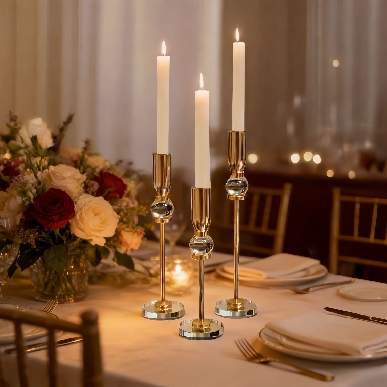 European and Nordic modern romantic transparent crystal candlestick dining table, wedding props, wedding candlelight dinner ornaments detail image 4