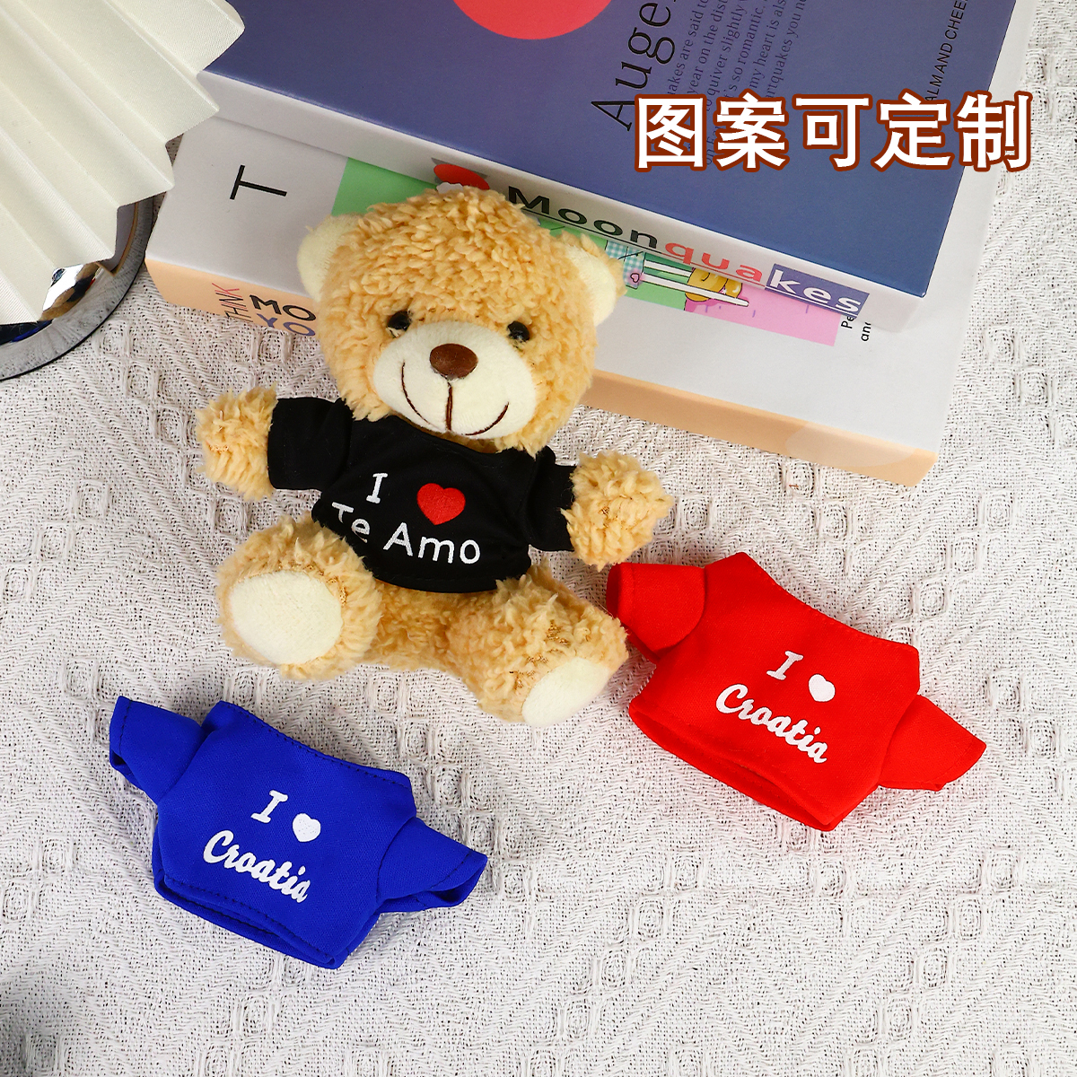 Boluo brand factory direct supply custom bear plush toy pendants, logo and text printed T-shirts, bear dolls, corporate gifts wholesale pic 4