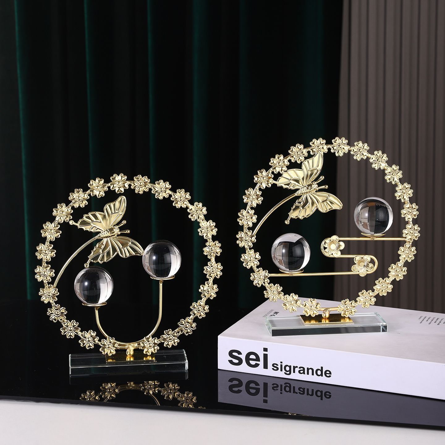 Light luxury cherry blossom high-end crystal ornaments, auspicious home hanging, exquisite decorative items for the living room and entrance hall detail image 9