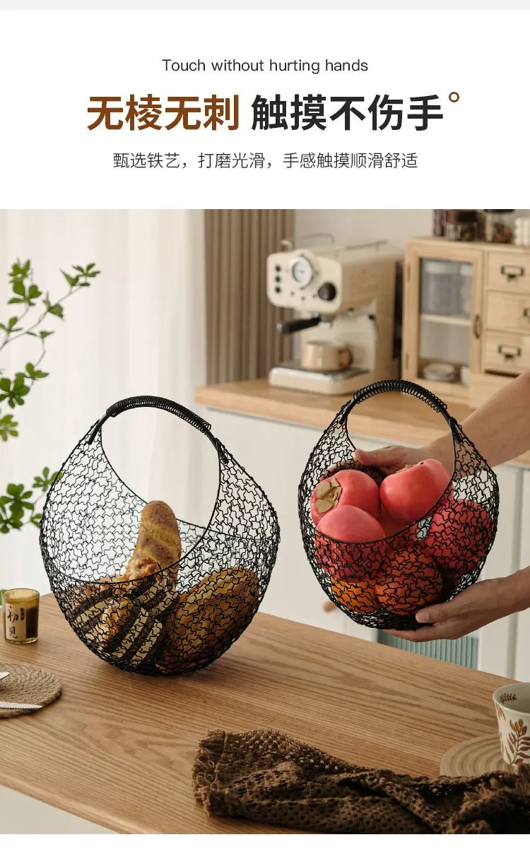 High-end internet-famous household living room fruit basket, high appearance level fruit basket, high-quality fruit basket, fashionable and versatile, commercial decorative fruit basket, random silk handcrafted detail image 8