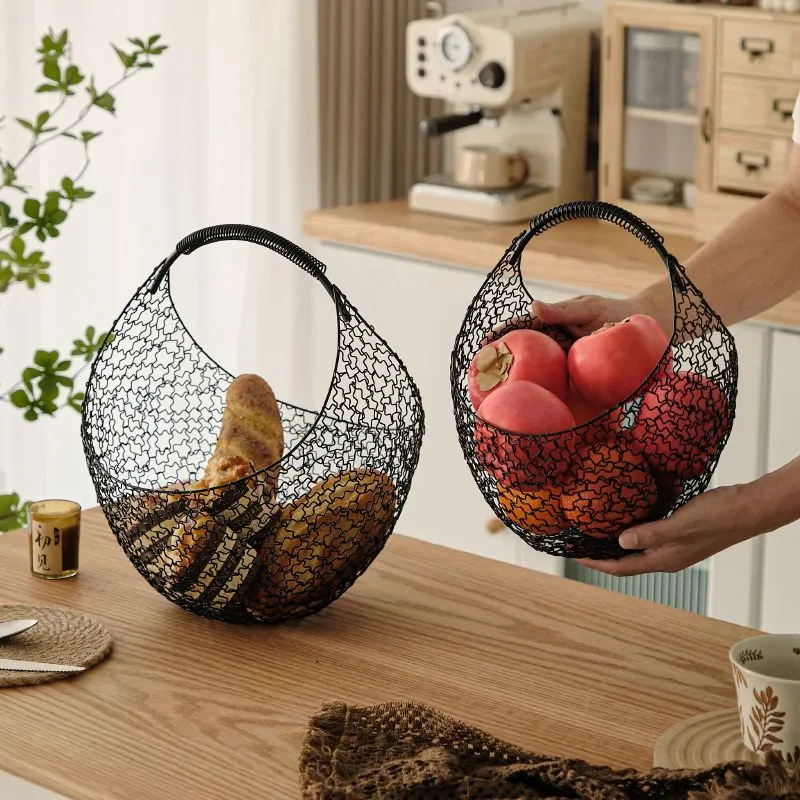High-end internet-famous household living room fruit basket, high appearance level fruit basket, high-quality fruit basket, fashionable and versatile, commercial decorative fruit basket, random silk handcrafted detail image 3
