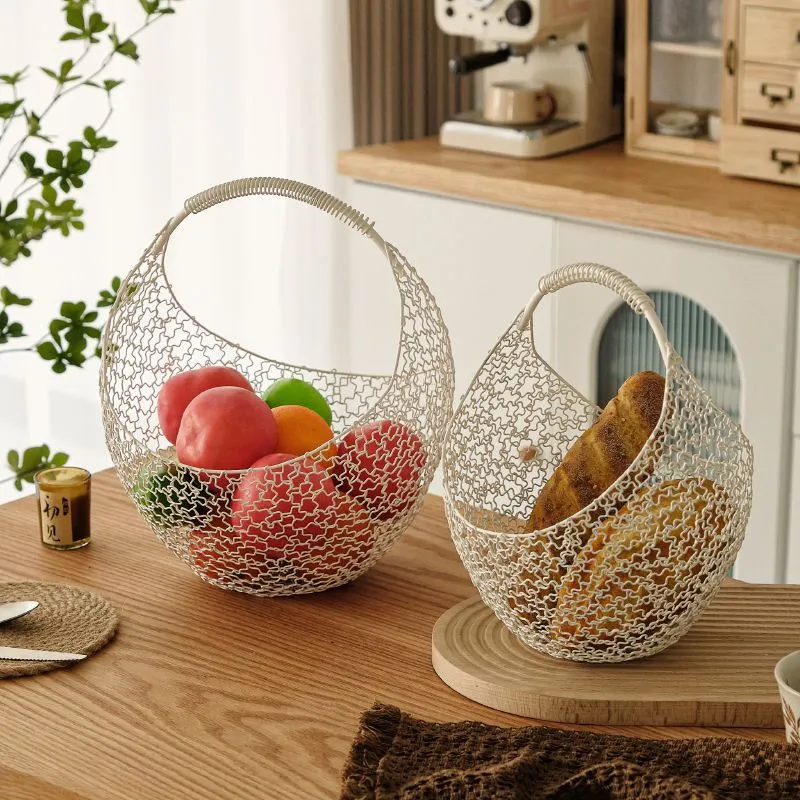 High-end internet-famous household living room fruit basket, high appearance level fruit basket, high-quality fruit basket, fashionable and versatile, commercial decorative fruit basket, random silk handcrafted detail image 4
