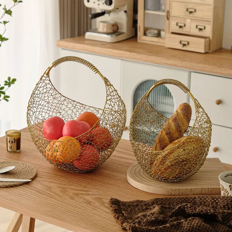 High-end internet-famous household living room fruit basket, high appearance level fruit basket, high-quality fruit basket, fashionable and versatile, commercial decorative fruit basket, random silk handcrafted detail image 2