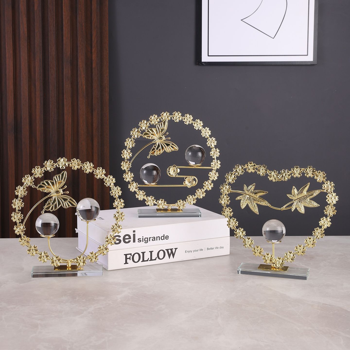 Light luxury cherry blossom high-end crystal ornaments, auspicious home hanging, exquisite decorative items for the living room and entrance hall detail image 6