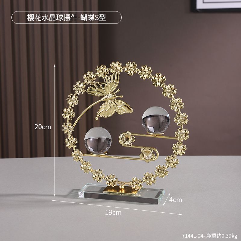 Light luxury cherry blossom high-end crystal ornaments, auspicious home hanging, exquisite decorative items for the living room and entrance hall