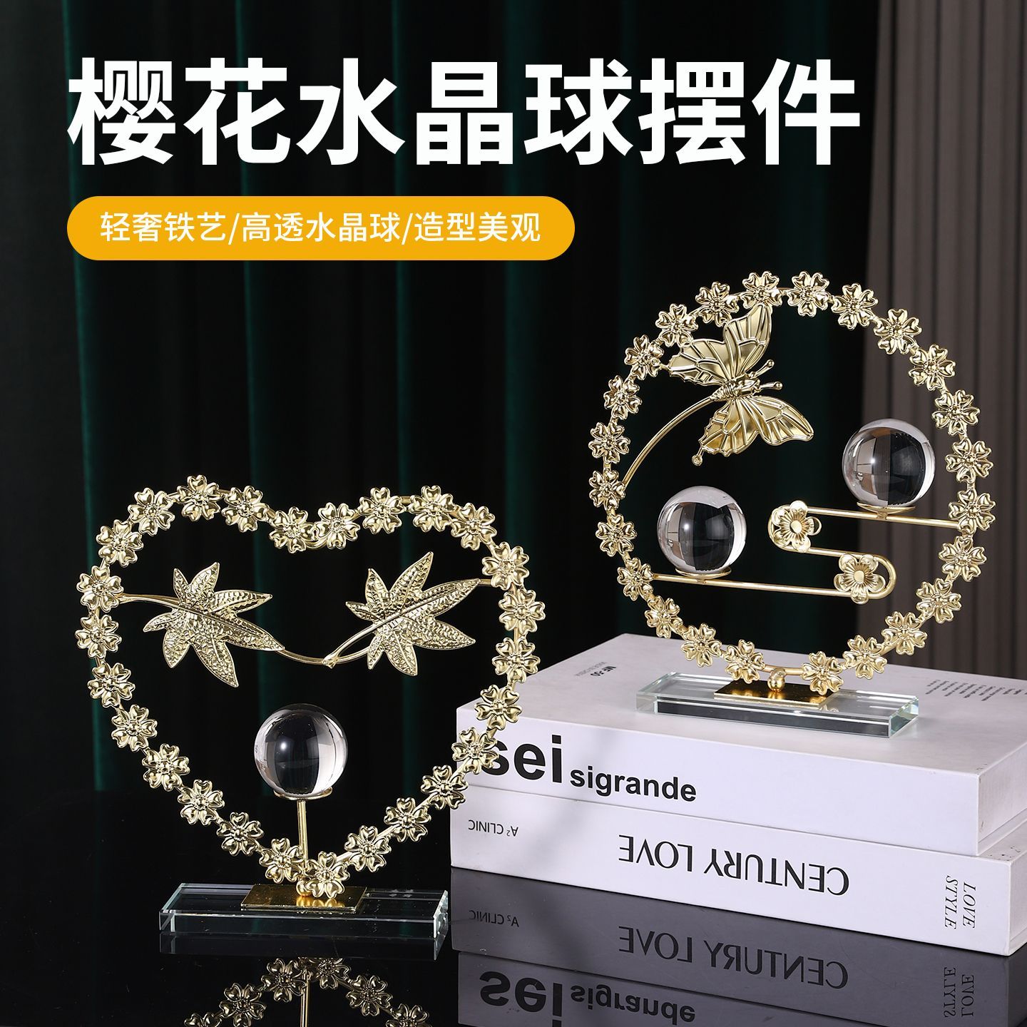 Light luxury cherry blossom high-end crystal ornaments, auspicious home hanging, exquisite decorative items for the living room and entrance hall detail image 2