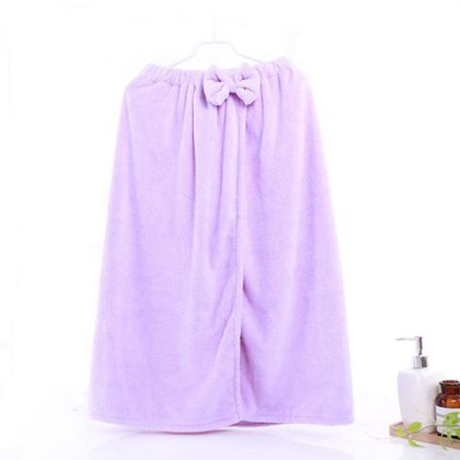 Factory direct sales of high-end coral fleece adult bath towels, ultra-fine, soft, absorbent, cute large bow strapless bath towels Item Picture