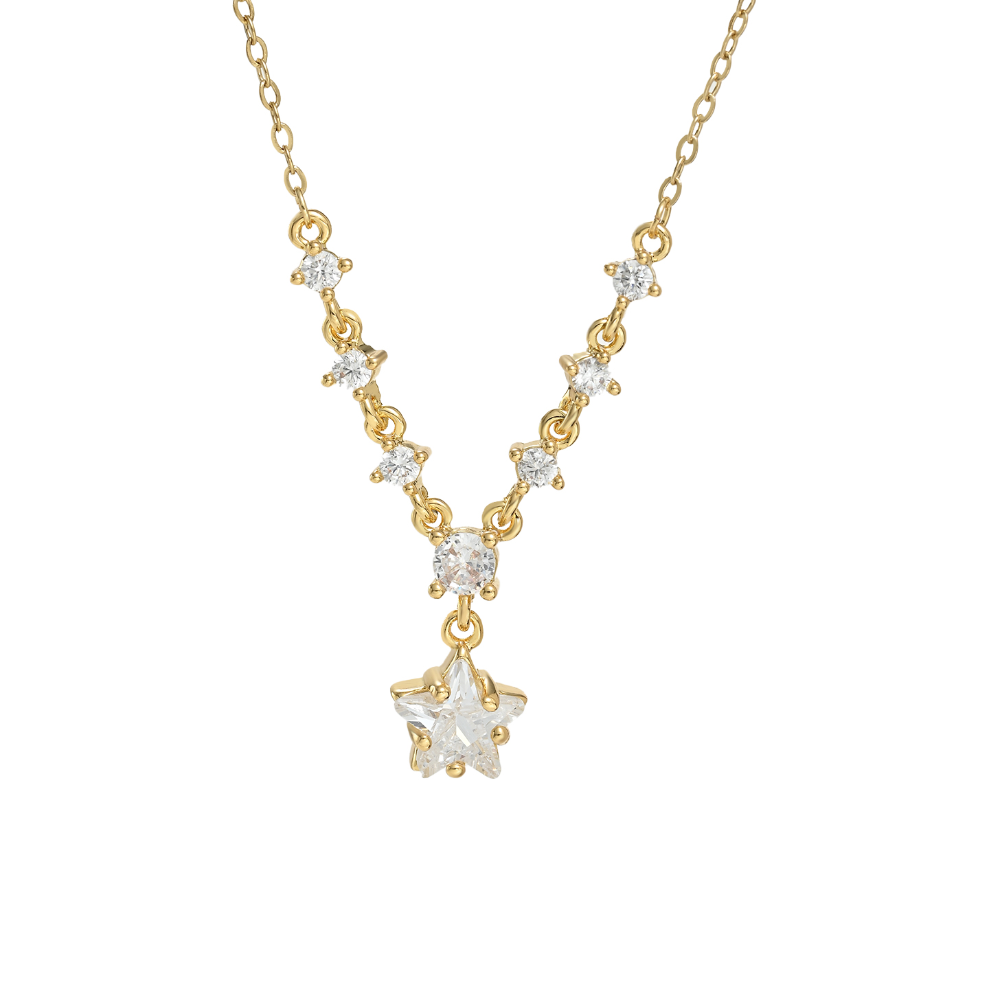 Moda versátil temperamento dulce lindo viento exquisita mujer estilo japonés y coreano estrella con diamantes collar pic 9