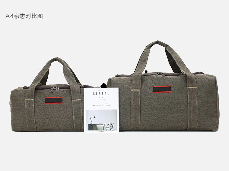 Extra-large capacity canvas hand-held luggage bags, travel bags, moving large bags, outdoor self-driving packaging clothes, travel bags detail image 2
