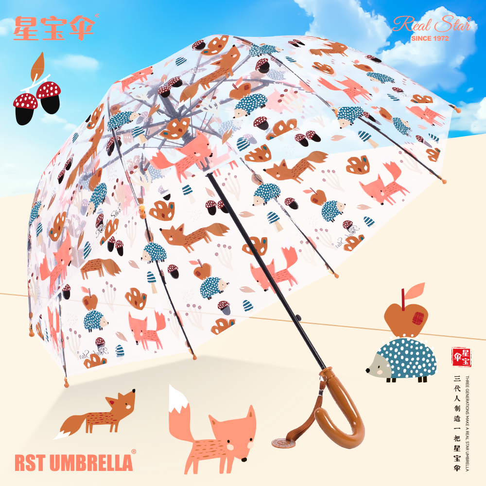 Xingbao Umbrella RST057A Transparent umbrella, children's umbrella, Panda Cartoon umbrella, Long-handled umbrella, Mushroom umbrella, 3-year-old children's umbrella Specification image