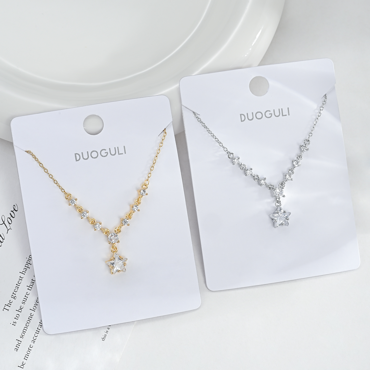 Moda versátil temperamento dulce lindo viento exquisita mujer estilo japonés y coreano estrella con diamantes collar