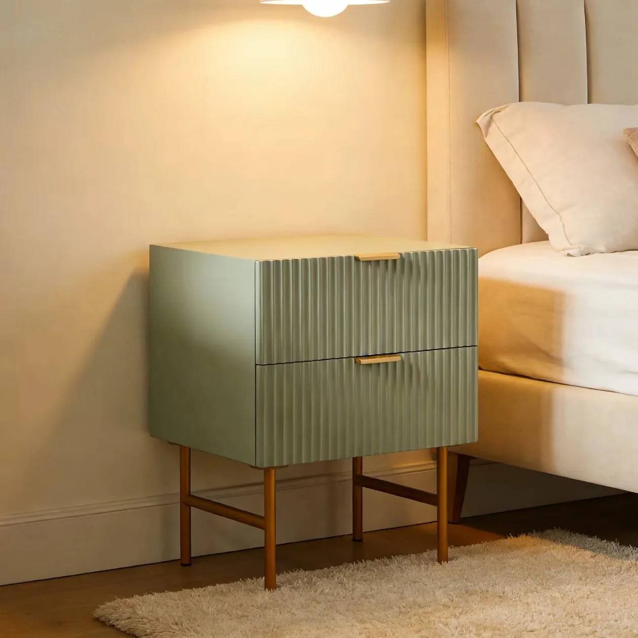American-style light luxury solid wood bedside table, French-style living room storage cabinet, bedroom storage cabinet, bedside cabinet, MDF solid wood combination, detachable and assemblable detail image 8