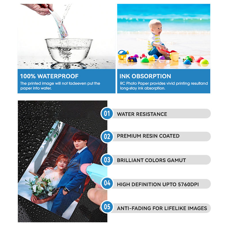 RC Photo Paper 260G High-gloss suede professional grade photo paper Photo Paper RC Photo Paper Photo Item Picture