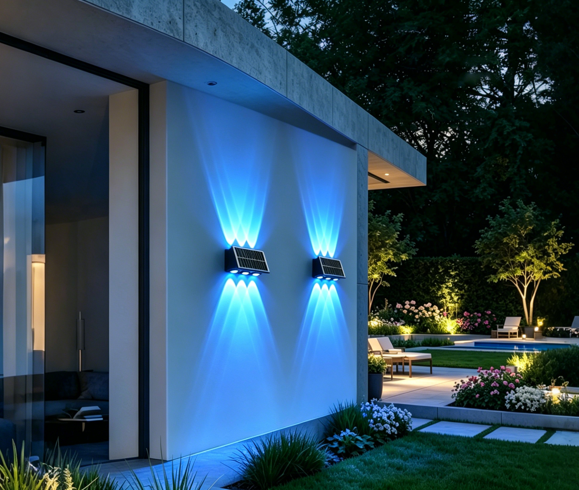 Solar garden lamp with small yellow light projection illumination and high-efficiency solar panel for outdoor use Specification image