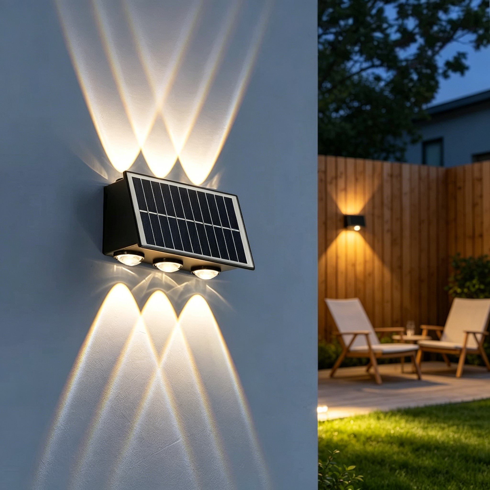 Solar garden lamp with small yellow light projection illumination and high-efficiency solar panel for outdoor use Application Scenario