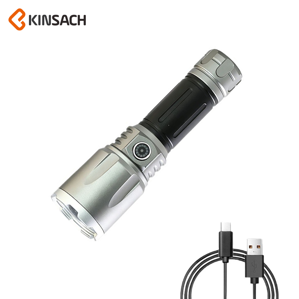 KINSACH铝合金手电伸缩聚焦白激光灯珠便携式手电筒图