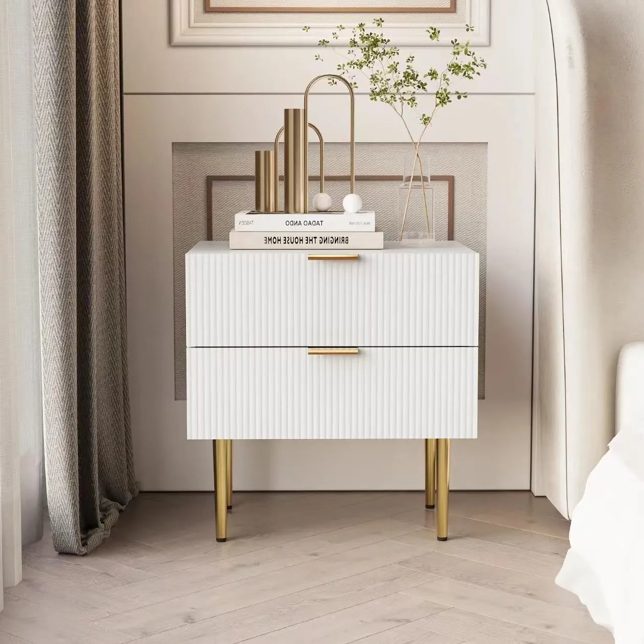 American-style light luxury solid wood bedside table, French-style living room storage cabinet, bedroom storage cabinet, bedside cabinet, MDF solid wood combination, detachable and assemblable detail image 10