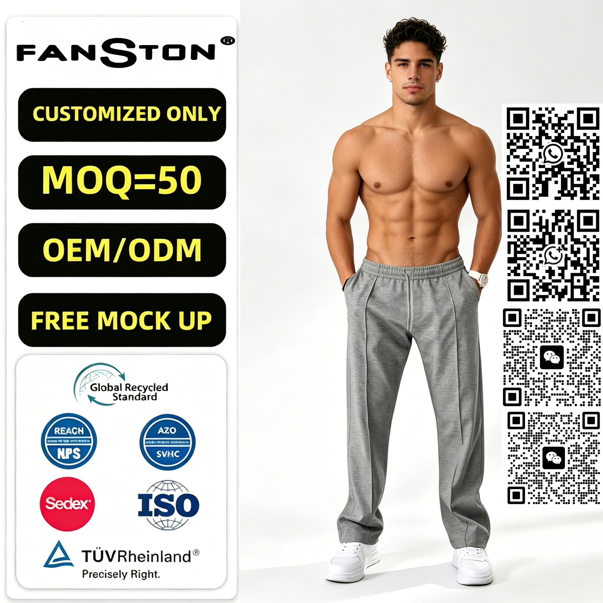 2026 New cross-border pants for men Spring/Summer loose straight-leg sporty casual trousers, American oversized long leg pants