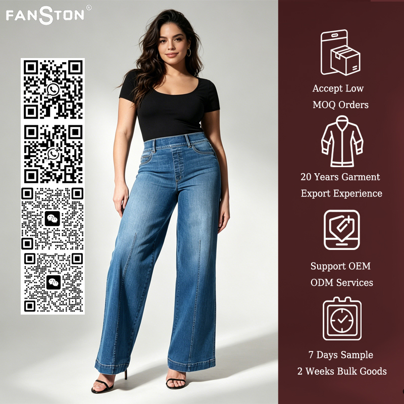 2026 cross-border best seller estilo explosivo moda de las mujeres pierna ancha cintura media alta elástico elástico cintura lavada jeans para mujeres