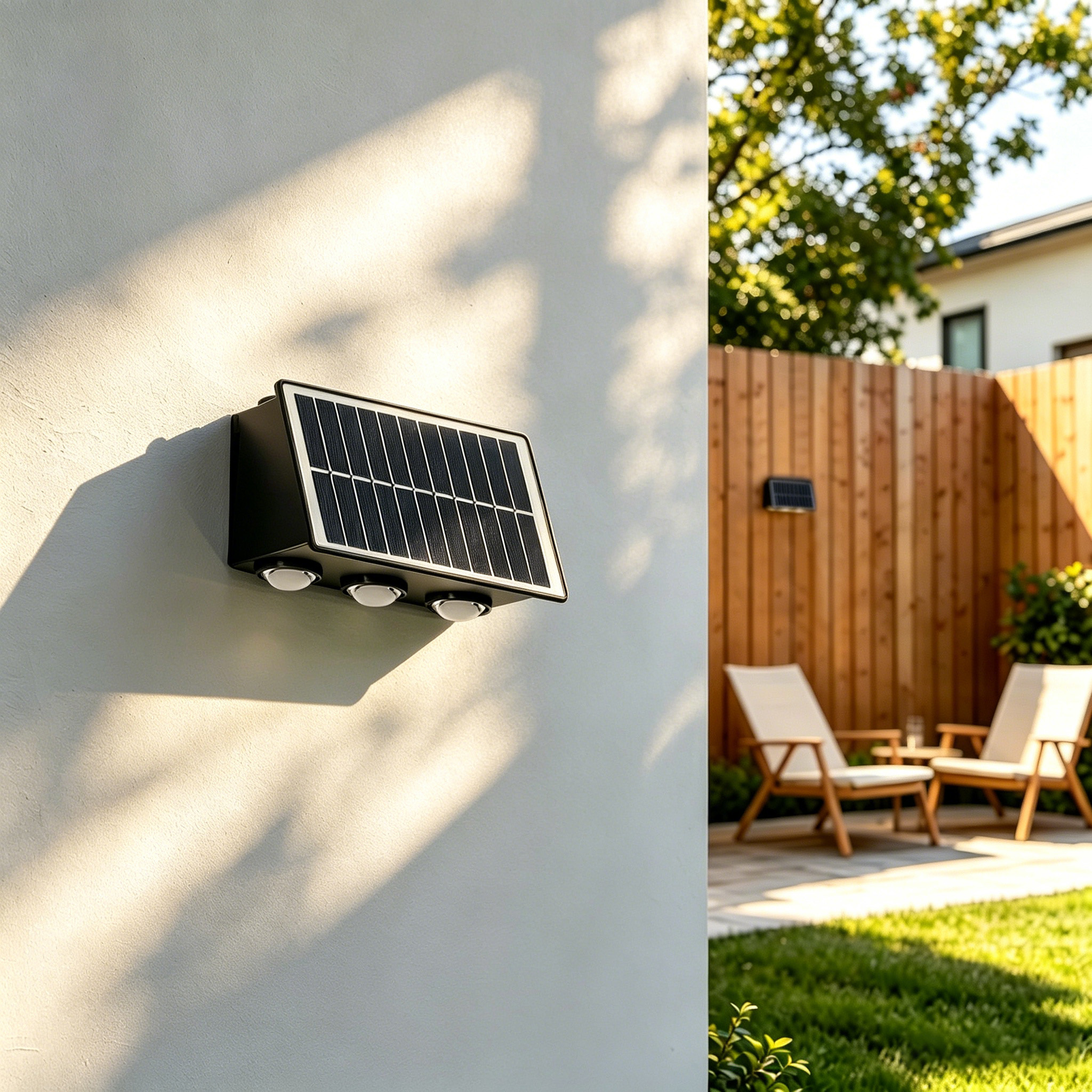 Solar garden lamp with small yellow light projection illumination and high-efficiency solar panel for outdoor use Item Picture