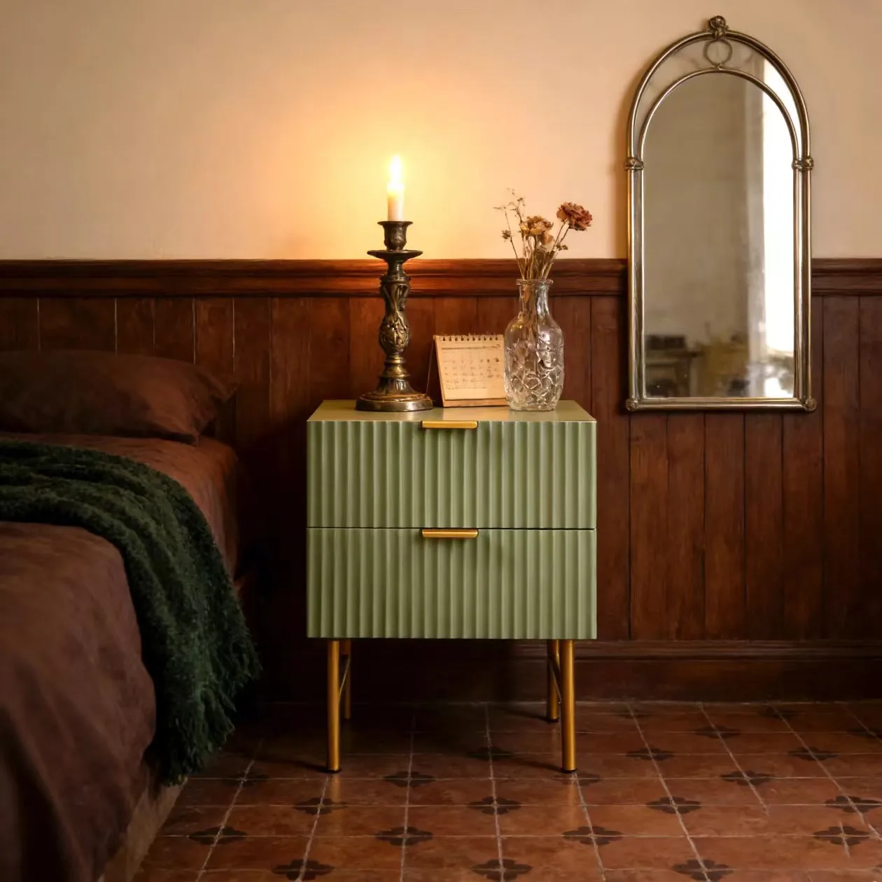 American-style light luxury solid wood bedside table, French-style living room storage cabinet, bedroom storage cabinet, bedside cabinet, MDF solid wood combination, detachable and assemblable detail image 9