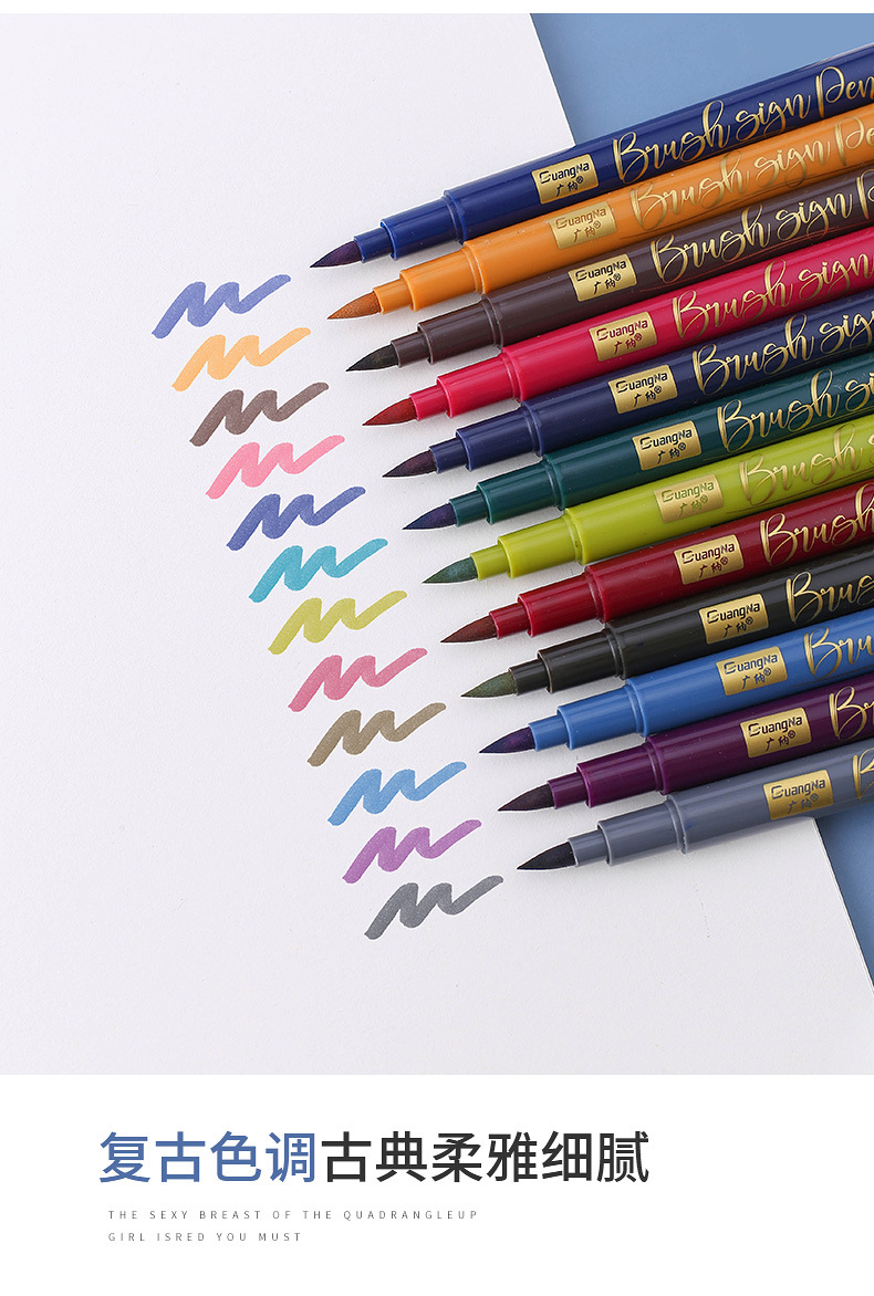 Guangnah 203 daxiaokai shirley pen set 12 colores mano libro bolígrafo grafo de caligrafía bolígrafo de dibujo bolígrafo suave de color pic 7