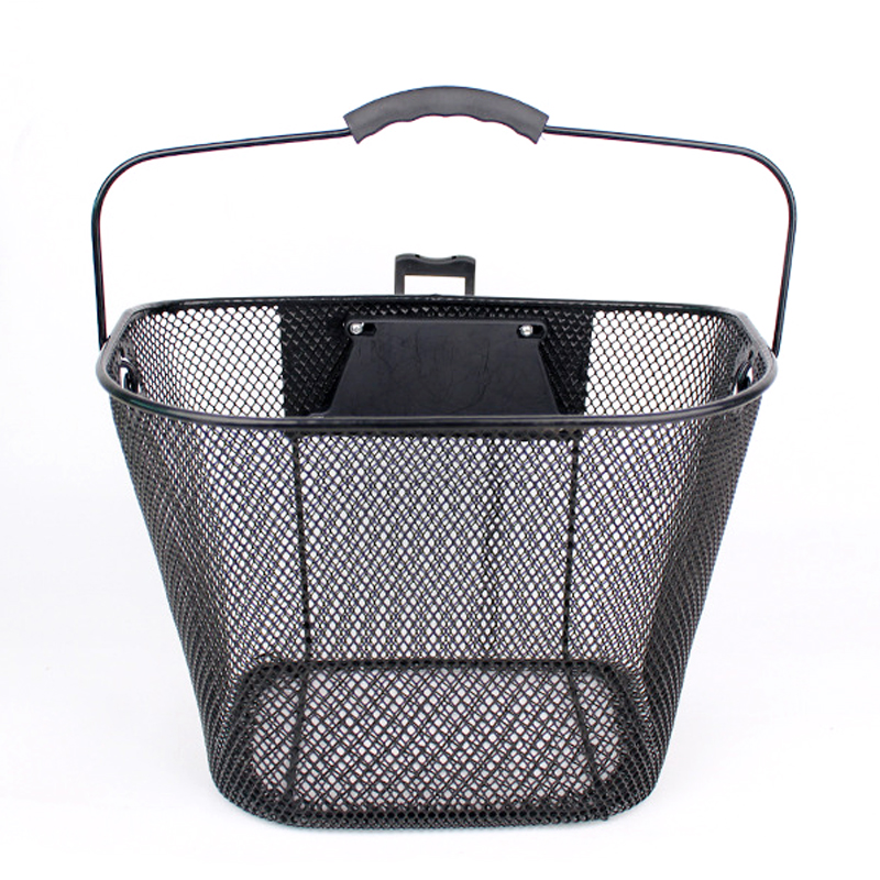 XJ2006 bicycle basket, mountain bike, iron bicycle basket, metal iron mesh round trailer basket, shelf basket, rear seat vegetable basket Item Picture