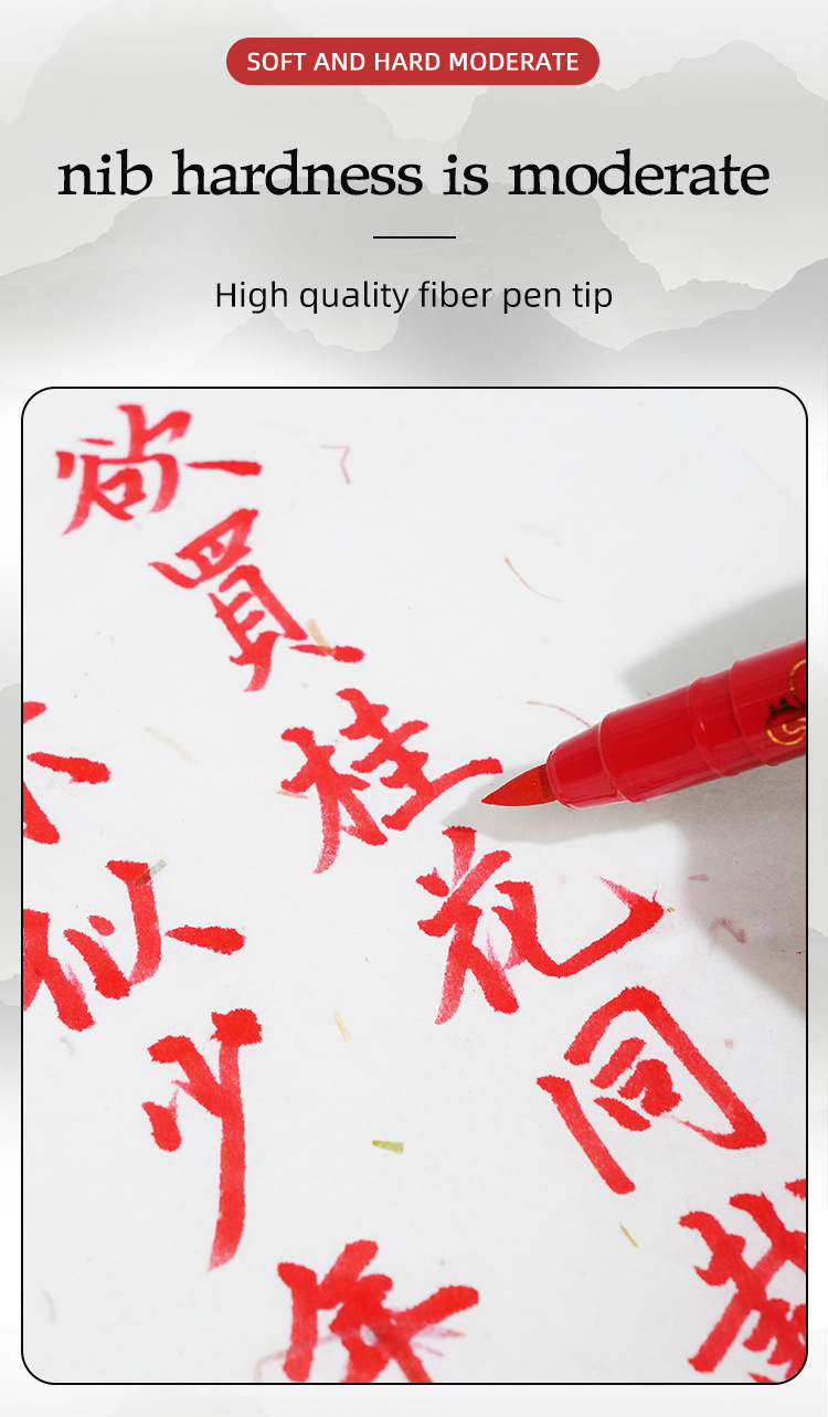 Mayúsculas mayúsculas caligrafía pluma de belleza pincel suave pluma de estudiante rotulador pluma de lectura de oro rojo pluma de escritura de secado rápido pic 3