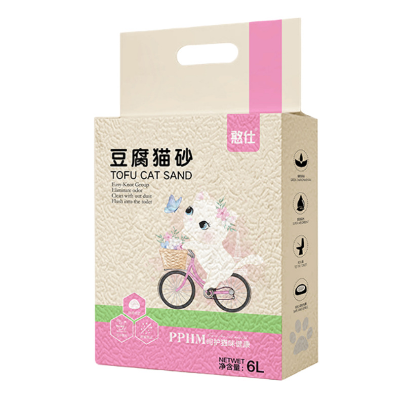 Mezcla de arena de gato de tofu natural planta arena de gato productos para mascotas polvo fino sabor de melocotón arena de tofu gran cantidad al por mayor details Picture