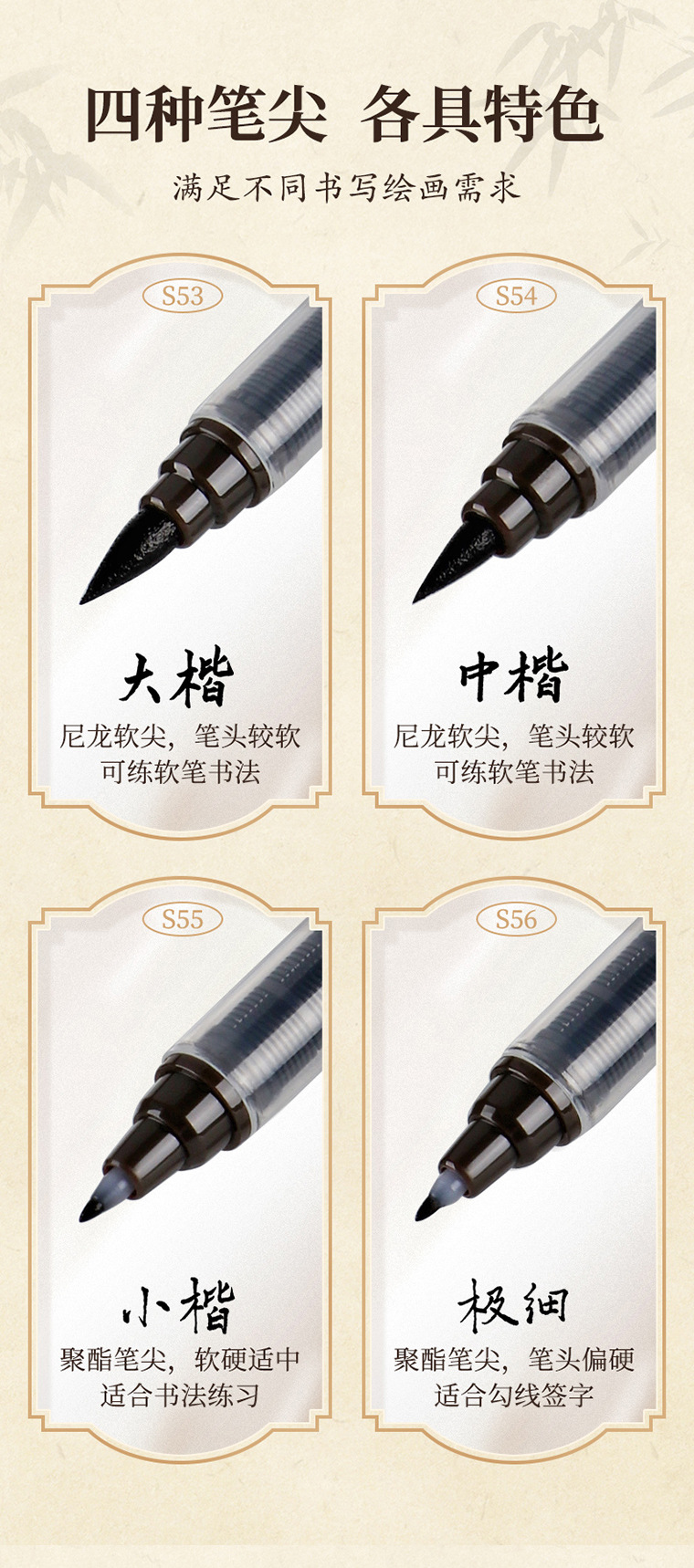 Baokexin S010 direct liquid soft brush pen, quick-drying and intelligent pen, large and small regular script hard pen calligraphy student writing practice pen pic 7