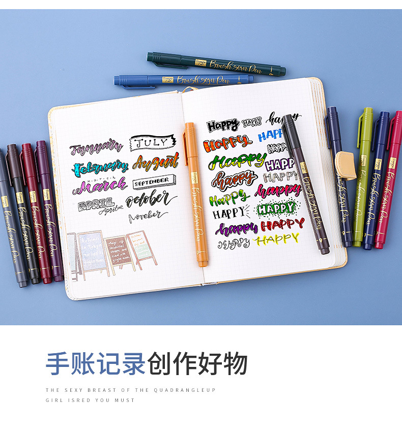 Guangnah 203 daxiaokai shirley pen set 12 colores mano libro bolígrafo grafo de caligrafía bolígrafo de dibujo bolígrafo suave de color pic 16