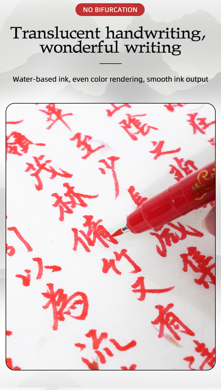 Mayúsculas mayúsculas caligrafía pluma de belleza pincel suave pluma de estudiante rotulador pluma de lectura de oro rojo pluma de escritura de secado rápido pic 5